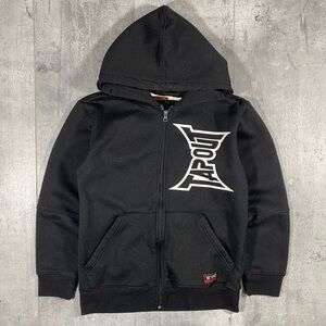 Y2k Black Tapout Zip-Up Hoodie